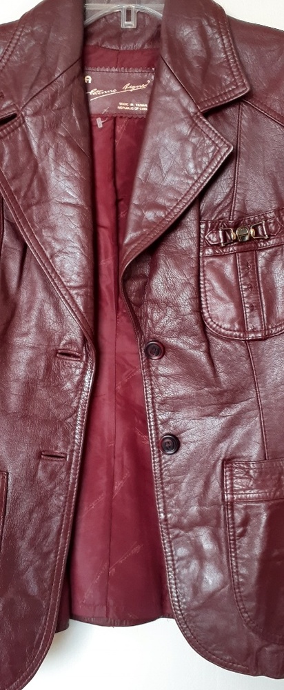 Burgundy vintage leather jacket